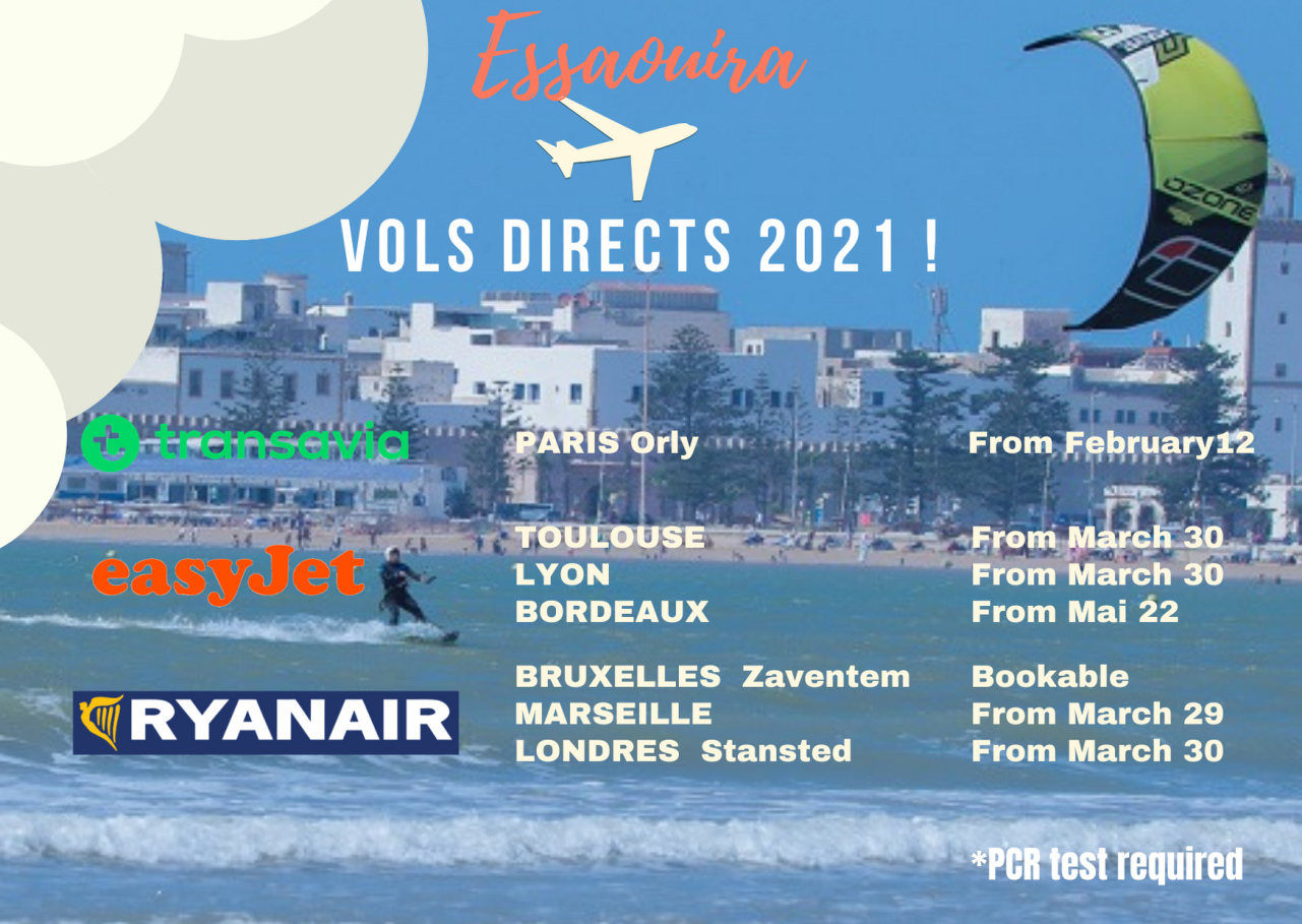 Direct flights to Essaouira Morocco transavia easyjet ryanair